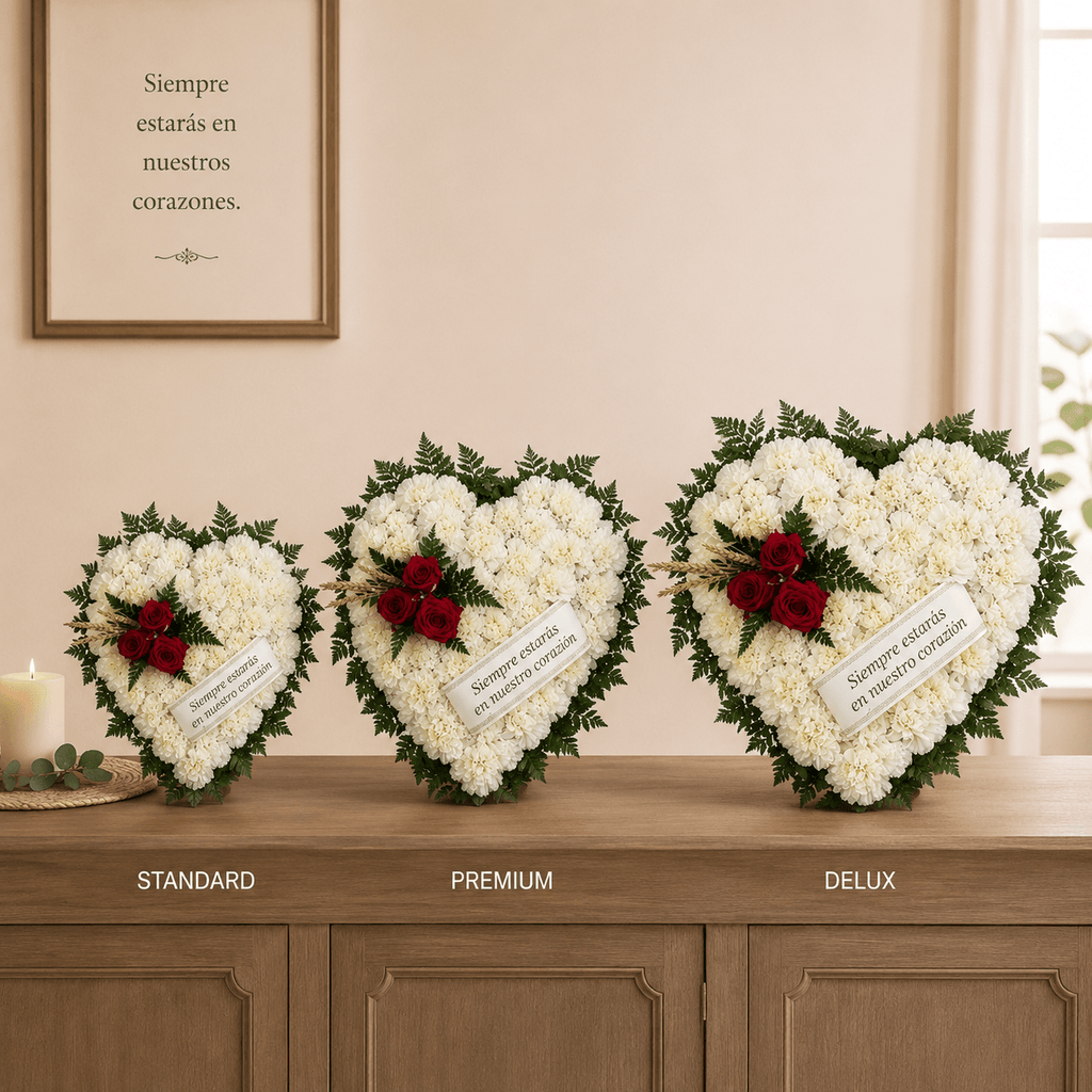 Corazón de flor natural blanco