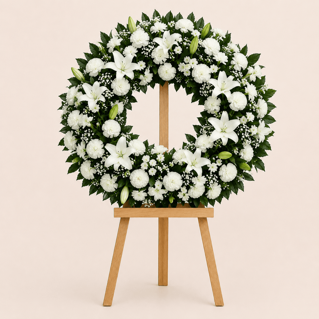 Corona de flores selectas blanca