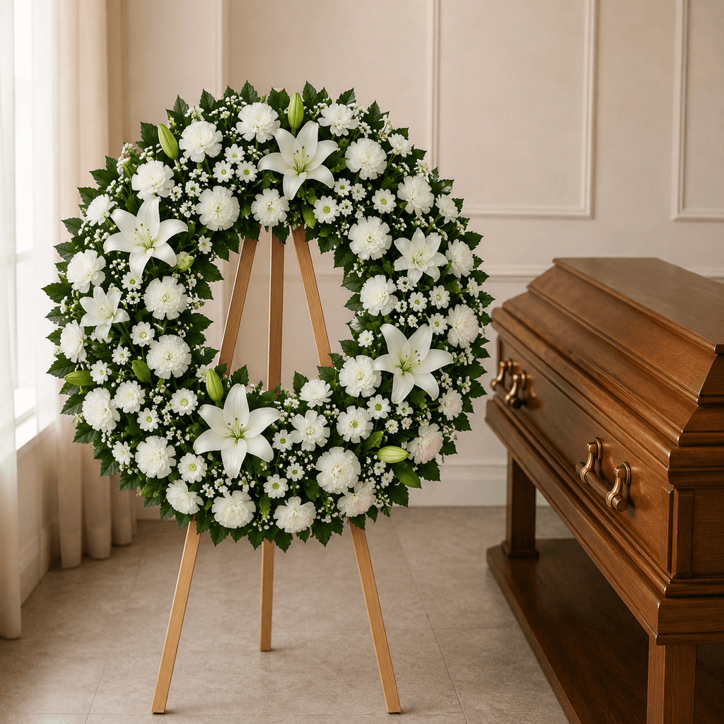 Corona de flores selectas blanca