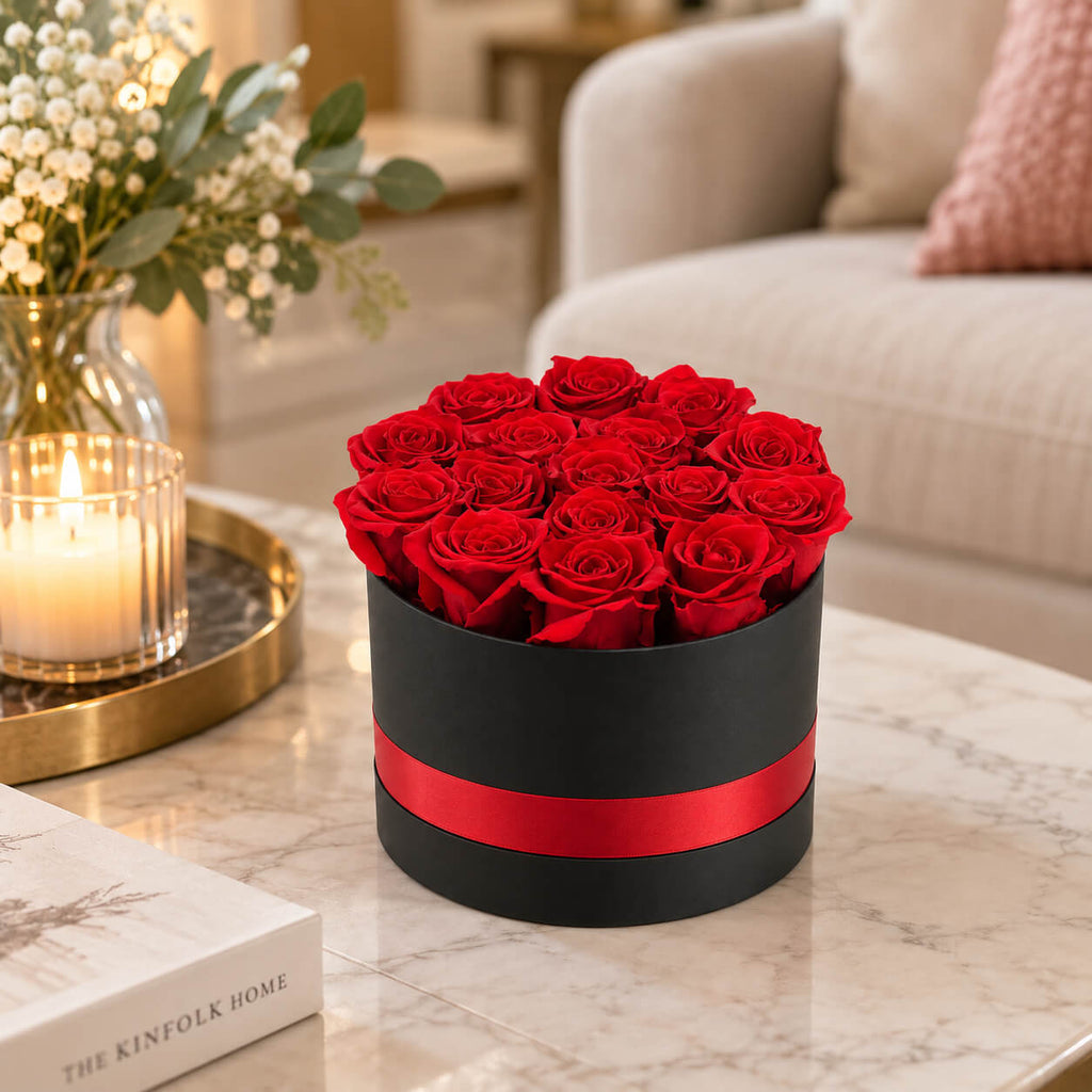 Caja de rosas pasión eterna