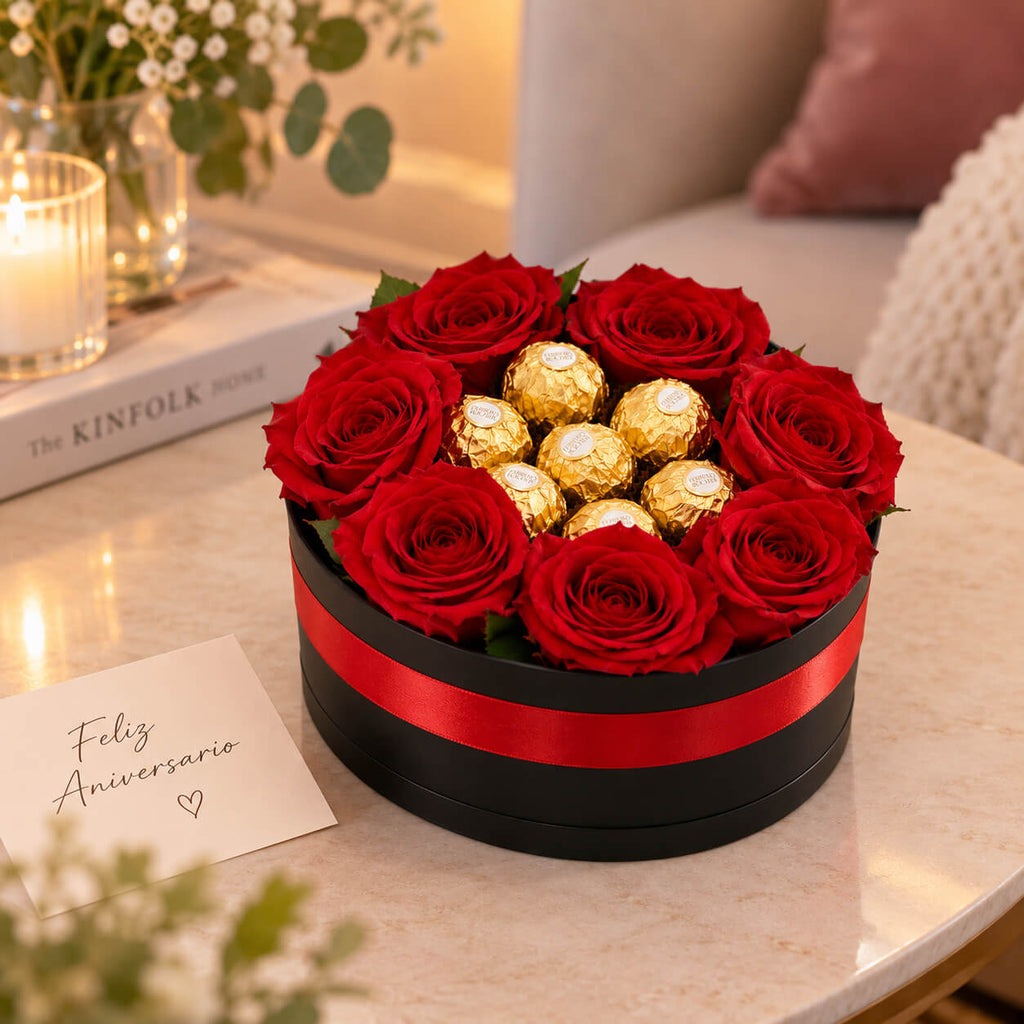 Caja de rosas rojas pasion dulce