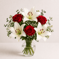 Ramo de 3 rosas y lilium
