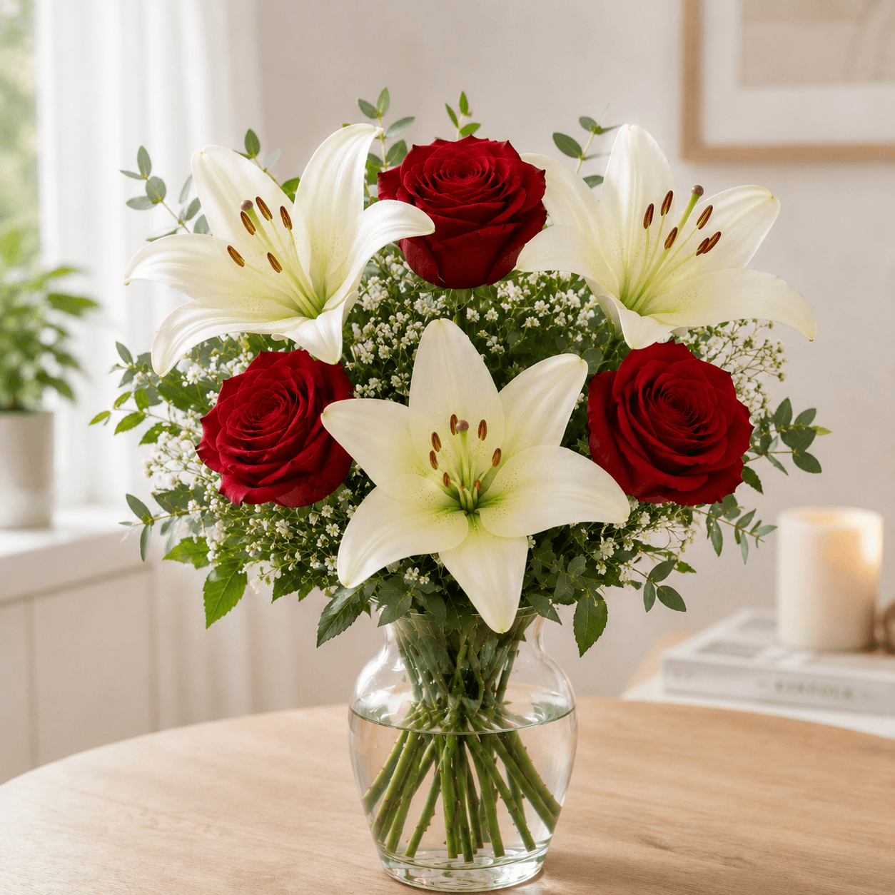 Ramo de 3 rosas y lilium