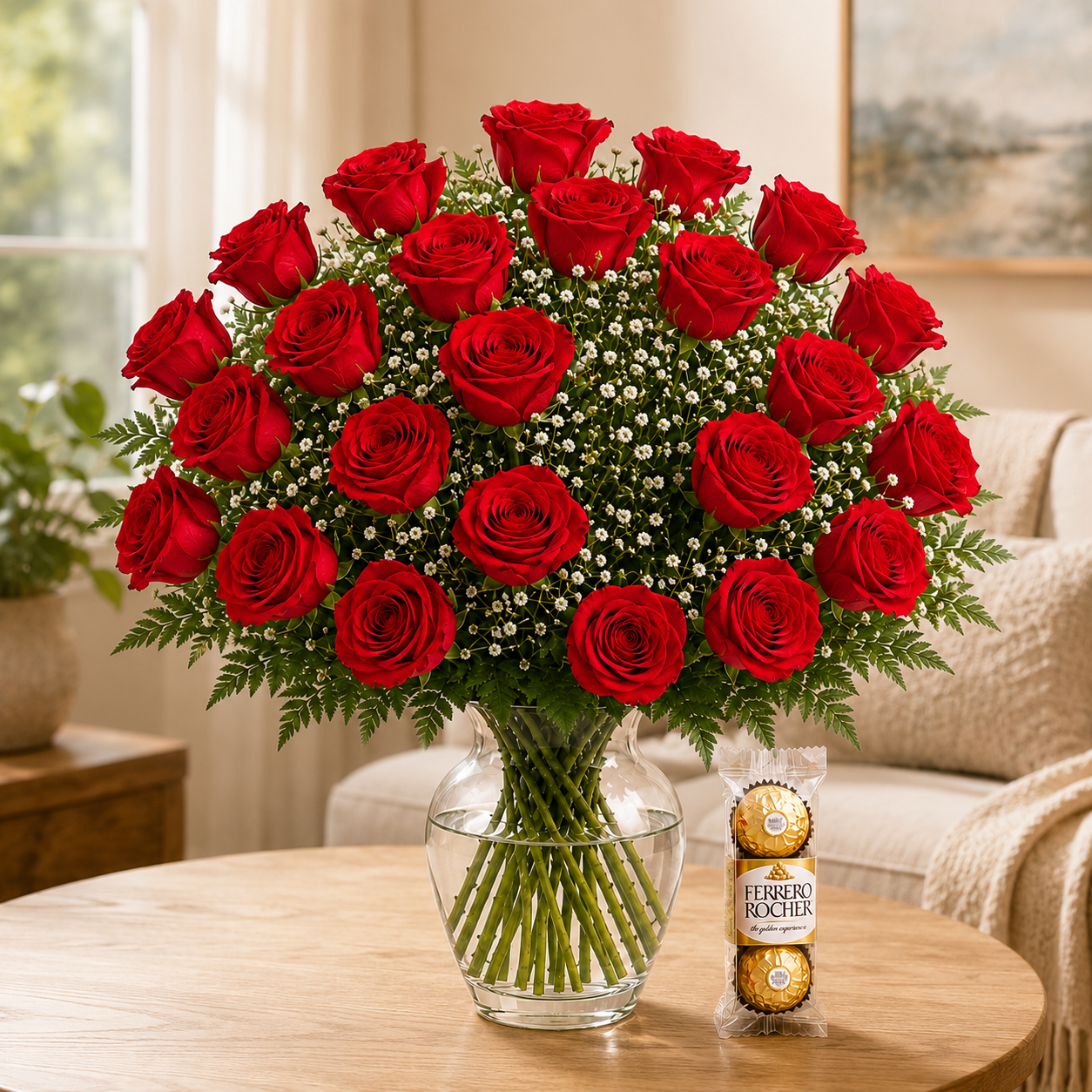 Ramo de 24 rosas y bombones
