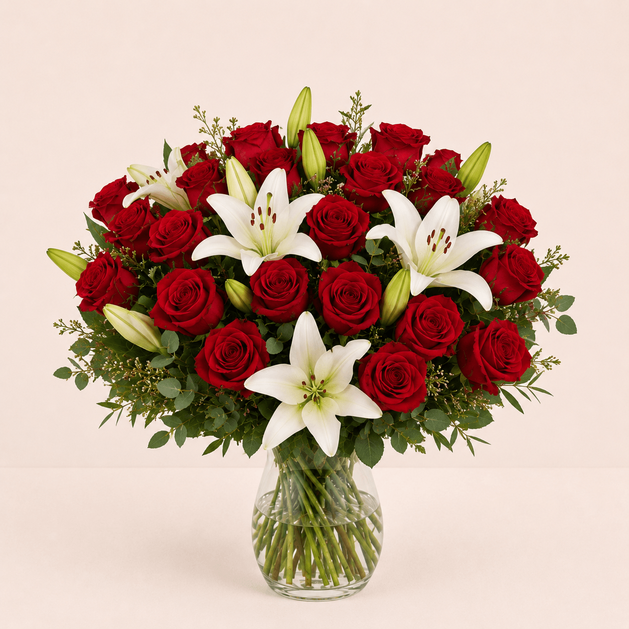 Ramo de 24 rosas y lilium