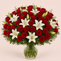 Ramo de 50 rosas y lilium
