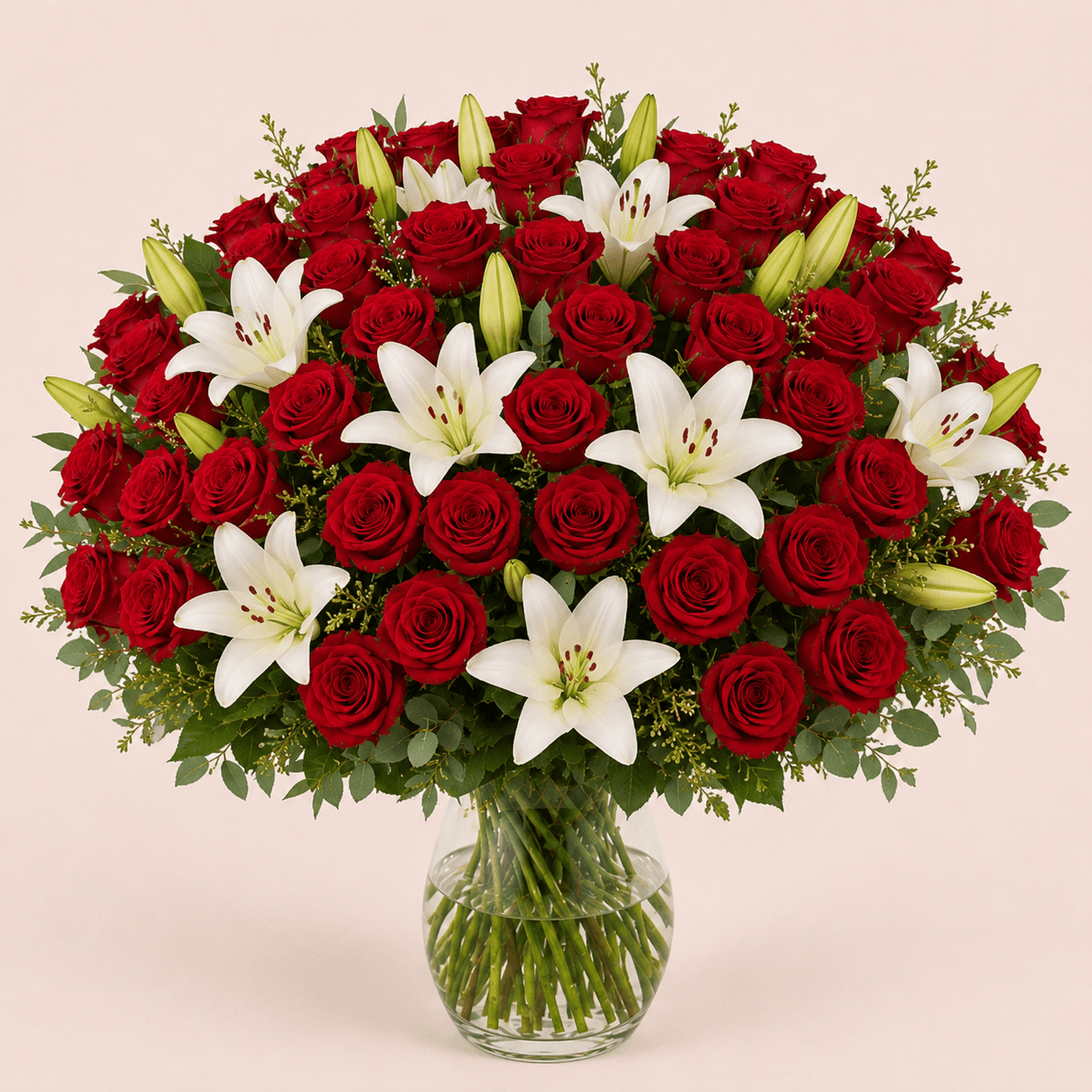 Ramo de 50 rosas y lilium