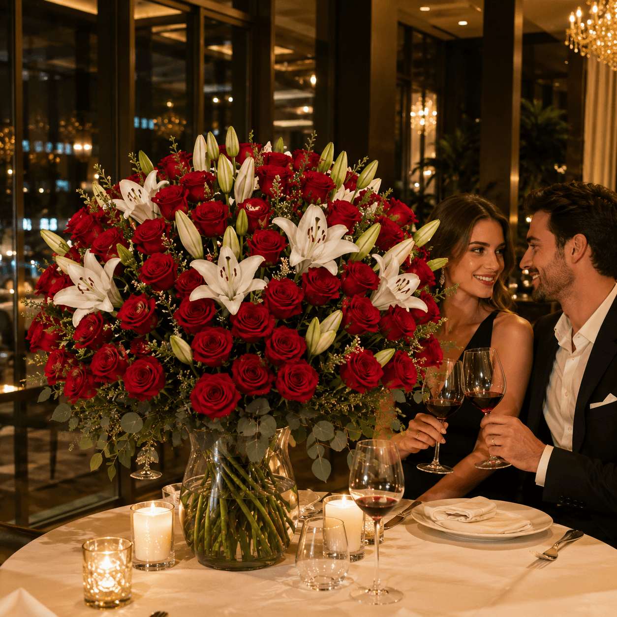 Ramo de 50 rosas y lilium