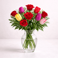 Ramo de 6 rosas y tulipanes