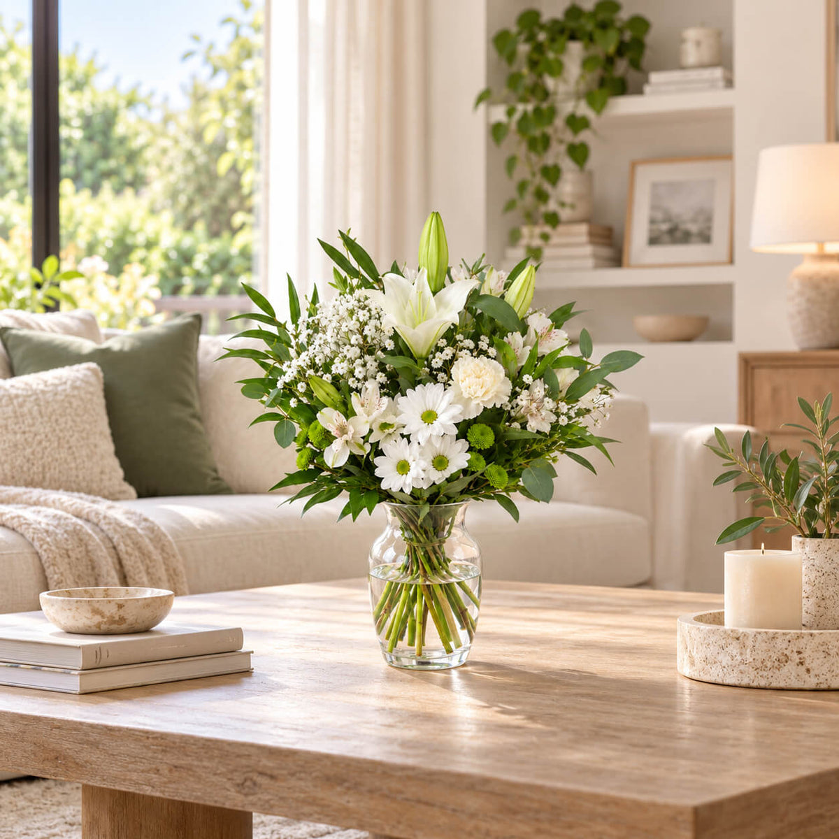 Ramo de lilium y margaritas blancas