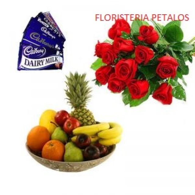 Cesta de frutas y bouquet Lena